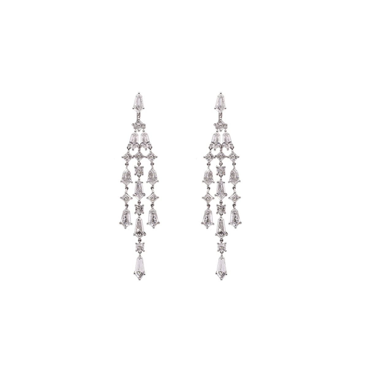 18k White Gold Earrings Diamond Chandelier Schullin Wien