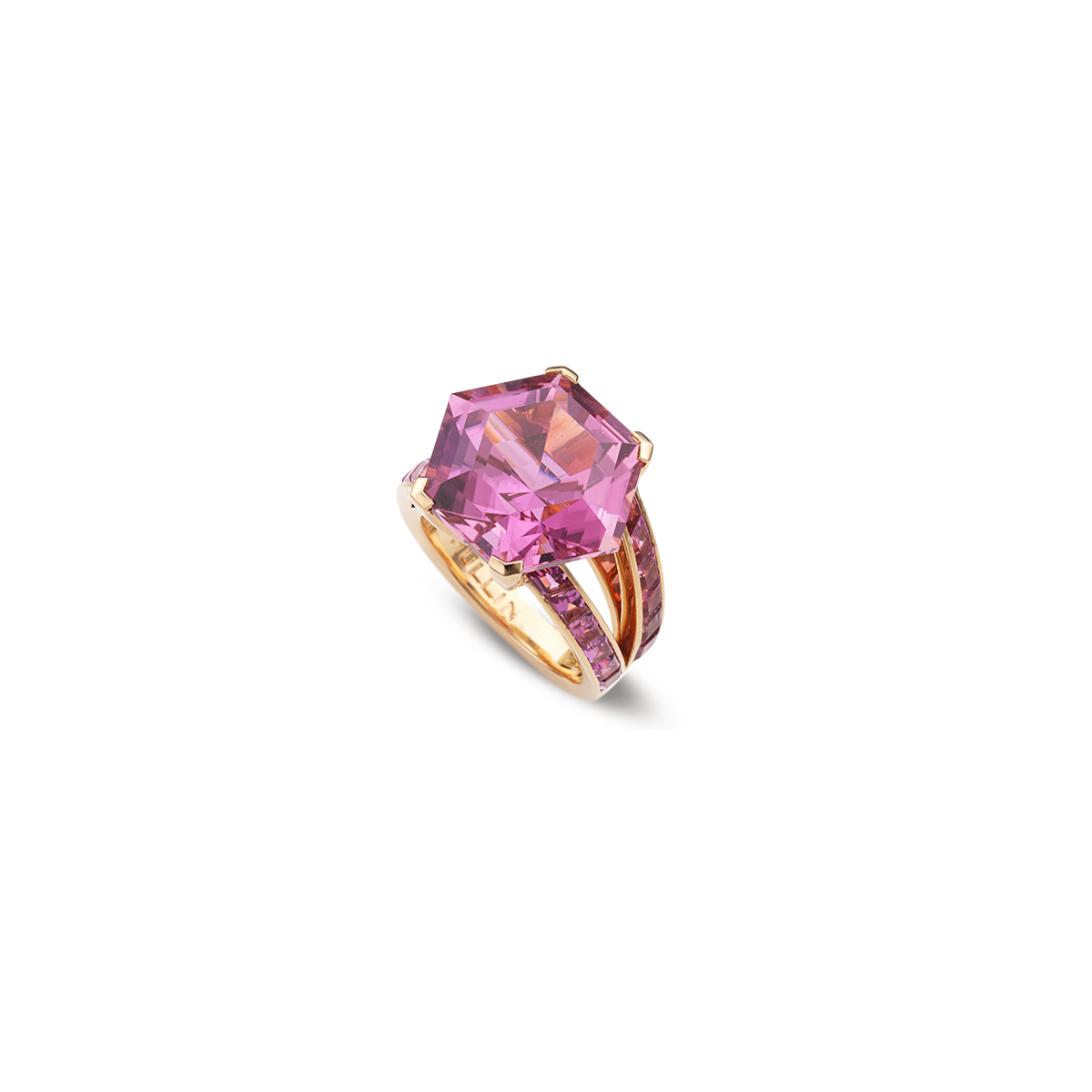 18k Rose Gold Rings Tourmaline - Hexagon Rosa - Schullin Wien